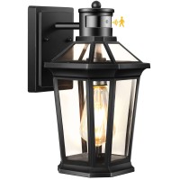 Vianis Motion Sensor Outdoor Lighting, Outdoor Wall Lights Wall Mount With Clear Glass Shade, Black Dusk To Dawn Garage Light Sconce, Waterproof Exterior Lights For House, Patio