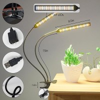 Gooingtop Grow Light Gooseneck Led Lamp 80W 5000K Full Spectrum Plant Lamp Clipon Desktop For Indoor Small Plants Growing Timer