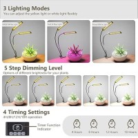 Gooingtop Grow Light Gooseneck Led Lamp 80W 5000K Full Spectrum Plant Lamp Clipon Desktop For Indoor Small Plants Growing Timer