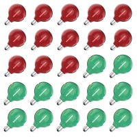 Meconard G40 Colored Led String Light Bulbs, Shatterproof Led 1 Watt Globe Replacement Bulbs, E12/C7 Candelabra Base,Red Light Bulb Green Light Bulb, 25 Pack