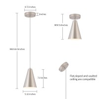 Brushed Nickel Pendant Lights Kitchen Island Dining Room Light Fixtures Over Table 3 Pack With Silver Cone Metal Shade Modern F