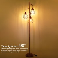 Lakumu Floor Lamp For Living Room Brown Floor Standing Lamp With 3 Elegant Teardrop Cage Heads St58 4W 2700K Edison Led Bulbs