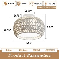 Rattan Ceiling Light Fixtures Handwoven Boho Flush Mount Ceiling Light Handmade Rattan Light Fixtures Ceiling Mount With Fabr