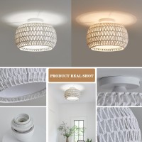 Rattan Ceiling Light Fixtures Handwoven Boho Flush Mount Ceiling Light Handmade Rattan Light Fixtures Ceiling Mount With Fabr