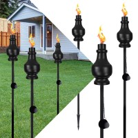 Faishilan 6 Pack Outdoor Oil Garden Torch | 60-Inch Tall | Flame Torch Light | Backyard Outside Patio Lighting | Torches For Outside | Citronella Torches Outdoor | Metal Torches