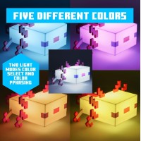 Paladone Minecraft Axolotl Light Five Color Modes Minecraft Lamp To Decorate Your Gaming Desk Or Night Stand