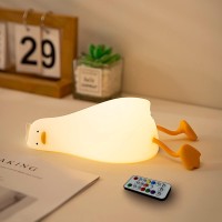 Lying Flat Benson Duck Multicolor Lamp With Remote Control Rechargeable Silicone Night Light Dimmable Cute Light Up Duck Nur