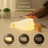 Lying Flat Benson Duck Multicolor Lamp With Remote Control Rechargeable Silicone Night Light Dimmable Cute Light Up Duck Nur