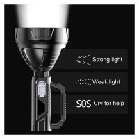 Megccr Lonchera Strong Light Flashlight, Portable 90000 Led Ultra Bright Spotlight Flashlight, 4 Lights Modes Camping Flashlight Handheld Household Searchlight Waterproof Lamp, Usb Rechargeable