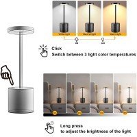 Upgraded Cordless Table Lamp, 5000Mah Rechargeable Battery, Ip54 Waterproof, Aluminum Alloy, 3 Color Modes Stepless Dimming Up To 40 Hours, For Buffet/Couple Dinner/Restaurant/Bedroom, Black Set Of 2