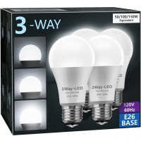 Briignite Led Light Bulbs, 3 Way Light Bulbs 50 100 150W Equivalent, 3 Way Light Bulbs, Three Way A19 Light Bulbs E26 Medium Base, Daylight White 5000K, 600Lm-1200Lm-1600Lm, 4 Pack