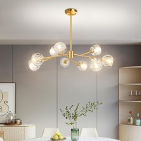 Luxurious 9-Lights Gold Sputnik Light Fixture For Living Room, Mid-Century Modern Sputnik Chandelier For Dining Area, Brass Flush Mount Chandeliers For Dining Room 29.9