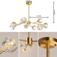 Luxurious 9-Lights Gold Sputnik Light Fixture For Living Room, Mid-Century Modern Sputnik Chandelier For Dining Area, Brass Flush Mount Chandeliers For Dining Room 29.9