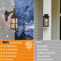 Rustic Outdoor Wall Light, Dusk To Dawn Porch Light, Golden Bronze Exterior Light Fixture, Industrial Lantern Wall Sconces Waterproof Retro Farmhouse Lamp For Indoor Bedroom Living Room 2 Pack