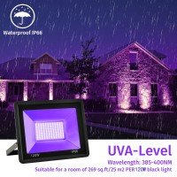 Ontesik 120W Led Outdoor Uv Black Light Ip66 Waterproof 395Nm Uv Lights Used For Fluorescent Parties Halloween Aquariums B