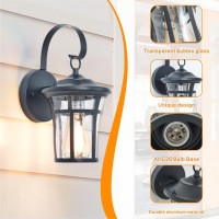 Outdoor Wall Sconce, Modern Exterior Light Fixtures, Waterproof Farmhouse Wall Lantern,Anti-Rust Aluminum Porch Lights With Seeded Glass,Black Front Door Lighting,Garage Doorway Outside Lights 2 Pack