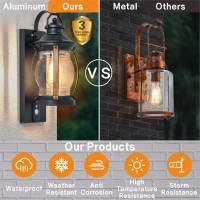 Outdoor Wall Sconce, Modern Exterior Light Fixtures, Waterproof Farmhouse Wall Lantern,Anti-Rust Aluminum Porch Lights With Seeded Glass,Black Front Door Lighting,Garage Outside Lights(Doorbell)