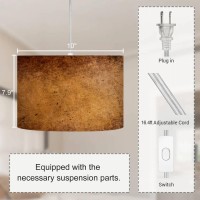 Baistsaeler Plug In Pendant Light Worn Copper Texture Patina Hanging Lamp With Plug In Clear Cord Linen Lampshade Dimmable Switch For Bedroom Living Room Light Fixtures