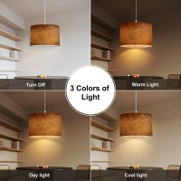 Baistsaeler Plug In Pendant Light Worn Copper Texture Patina Hanging Lamp With Plug In Clear Cord Linen Lampshade Dimmable Switch For Bedroom Living Room Light Fixtures