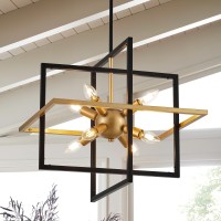 Tacdandm 189 Black Gold 8Light Sputnik Chandelier Modern Industrial Adjustable Hanging Geometric Pendant Light Fixture For E