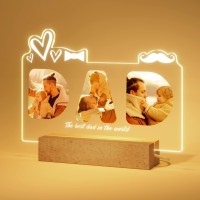 Idiy Personalised Gifts For Dad - Fathers Day Gifts Light Up Photo Album, Customised Lamp With Photo And Text, Thoughtful Dad Birthday Presents From Daughter Son