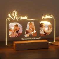 Idiy Personalised Gifts For Dad - Fathers Day Gifts Light Up Photo Album, Customised Lamp With Photo And Text, Thoughtful Dad Birthday Presents From Daughter Son