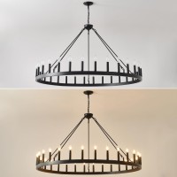 53 Inch Large Black Wagon Wheel Chandelier 30Light Farmhouse Wagon Wheel Chandeliers Round Industrial Ceiling Light Fixtures Fo