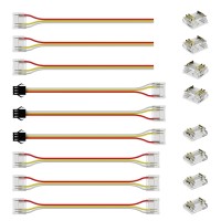 Pautix 12Mm Connectors For Rgb Smart Ic Cob Led Strip Light 3Pin Solderless Terminal Connection Kit Dualend Extension Connecto