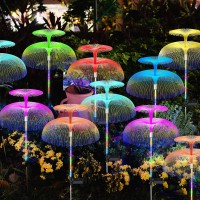 Knhuos Solar Garden Lights 12 Pack Waterproof Solar Lights For Outside 7 Colors Changing Double Jellyfish Solar Lights Solar Out