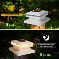 Viewsun 12 Pack Solar Post Cap Lights, Outdoor Fence Solar Powered White Shell Caps For Deck, Patio, Garden Decor, Warm White High Brightness Smd Led Lighting, Lamp Fits For 4X4 Or 6X6 Wooden Posts