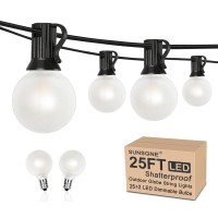 25Ft Led G40 Outdoor String Lights,G40 Globe String Lights With 27 Led Shatterproof Frosted Bulbs (2 Spare), Hanging Lights For Party Patio Garden Backyard Bistro Pergola Gazebo Decor, Black Wire