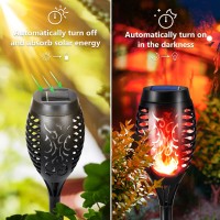 Toodour Red Solar Halloween Lights Outdoor 12 Pack Solar Torch Lights With Flickering Flame Waterproof Outdoor Yard Decoration