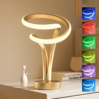 Airnasa Modern Spiral Rgb Table Lamp, 10 Light Modes Gold Cool Lamps For Bedroom, Touch Control Dimmable Led Nightstand Lamp, Unique Lamps For Living Room/Office, Color Changing Lamp Ideal Gift