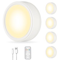 Rechargeable Under Cabinet Lighting Wireless, Battery Operated Puck Lights With Remote Control, Magnetic Counter For Kitchen Cabinet Light, Tap Light Push Lights Stick On Led Closet Light Touch Shelf