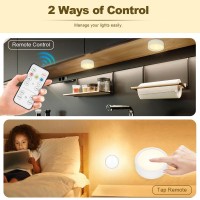 Rechargeable Under Cabinet Lighting Wireless, Battery Operated Puck Lights With Remote Control, Magnetic Counter For Kitchen Cabinet Light, Tap Light Push Lights Stick On Led Closet Light Touch Shelf