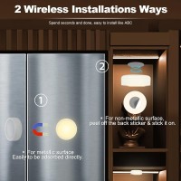 Rechargeable Under Cabinet Lighting Wireless, Battery Operated Puck Lights With Remote Control, Magnetic Counter For Kitchen Cabinet Light, Tap Light Push Lights Stick On Led Closet Light Touch Shelf