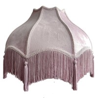 Tristan Home Premium Classic Victorian Style Bell Shape Scallop Large Velvet Lamp Shade With Tassels And Fringe Muted Lavender