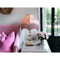 Tristan Home Premium Classic Victorian Style Bell Shape Scallop Large Velvet Lamp Shade With Tassels And Fringe Muted Lavender