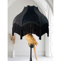 Tristan Home Premium Classic Victorian Style Bell Shape Scallop Large Velvet Lamp Shade With Tassels And Fringe Yellow