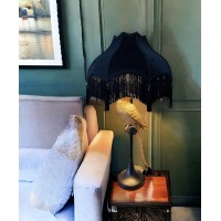 Tristan Home Premium Classic Victorian Style Bell Shape Scallop Large Velvet Lamp Shade With Tassels And Fringe Yellow