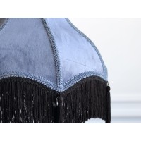 Tristan Home Premium Classic Victorian Style Bell Shape Scallop Large Velvet Lamp Shade With Tassels And Fringe Muted Blue