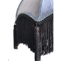 Tristan Home Premium Classic Victorian Style Bell Shape Scallop Large Velvet Lamp Shade With Tassels And Fringe Muted Blue