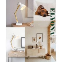 Elyona White Desk Lamp With Wireless Charger Solid Wood Table Lamp With Usb C Charging Port Swing Arm Reading Task Light With