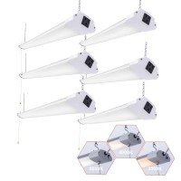 Holdwill 6 Pack Led Shop Light 4Ft 48W Linkable Utility Integrated Ceiling Lighting Fixture 3 Cct Selectable Hangingceiling Mo