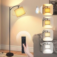 2024 Led Floor Lamps For Living Room 12W 1200Lm Modern Arc Floor Lamp With Remote Adjustable Linen Lampshade 12 Color Temper