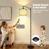 2024 Led Floor Lamps For Living Room 12W 1200Lm Modern Arc Floor Lamp With Remote Adjustable Linen Lampshade 12 Color Temper