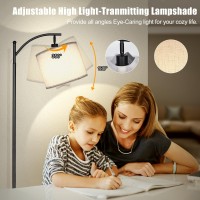 2024 Led Floor Lamps For Living Room 12W 1200Lm Modern Arc Floor Lamp With Remote Adjustable Linen Lampshade 12 Color Temper