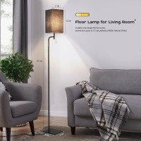 Iporovon Modern Floor Lamp For Living Room Black 3 Color Temperatures Linen Shade Minimalist Design Tall Lamp For Reading