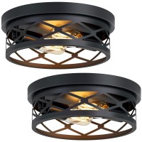 Xpehk 2 Pack Flush Mount Ceiling Light Farmhouse Light Fixtures Ceiling 2Light Black Flush Mount Light Fixture For Kitchen Entr