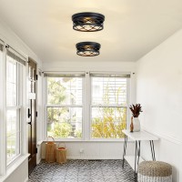 Xpehk 2 Pack Flush Mount Ceiling Light Farmhouse Light Fixtures Ceiling 2Light Black Flush Mount Light Fixture For Kitchen Entr